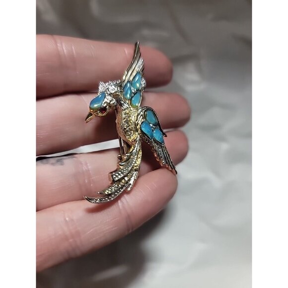 Authentic Vintage Marcel Boucher Phoenix Bird of Paradise Embedded Opal Brooch - Picture 9 of 14